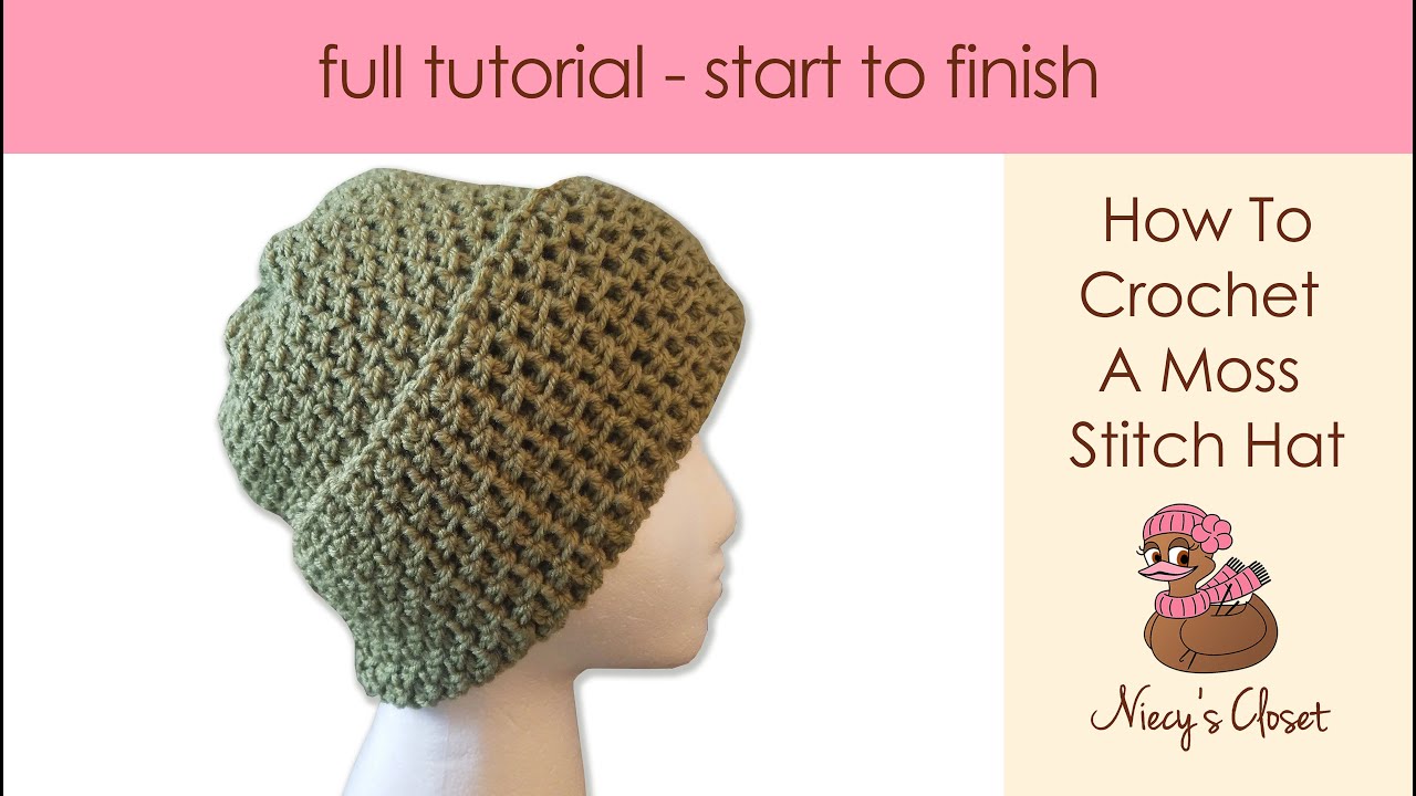 How To Crochet A Moss Stitch Hat - Full Tutorial