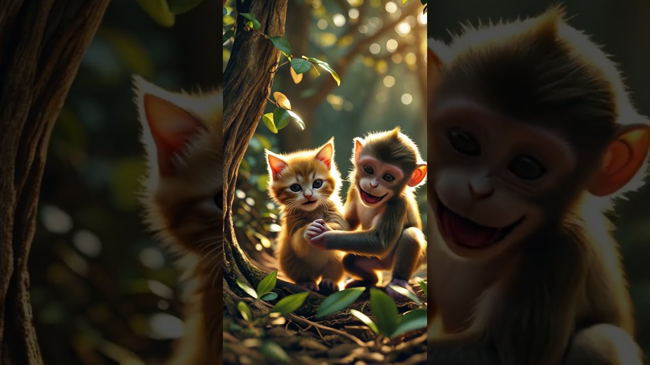 Monkey trap the little cat