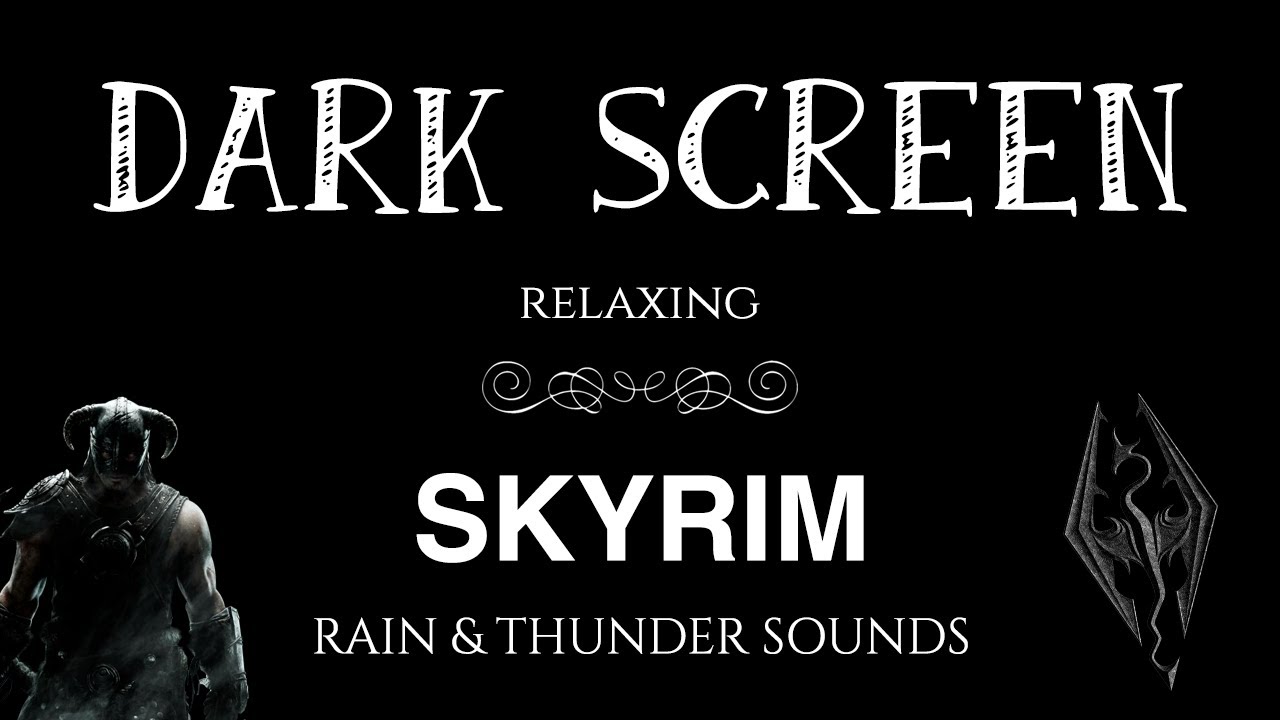 Skyrim 10 Hour Ambience For Sleeping | Relaxing Black Screen | Rain & Thunder
