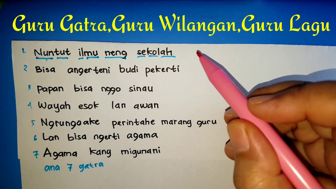cara menentukan guru Gatra guru wilangan dan guru lagu dari sebuah tembang( bahasa Jawa)