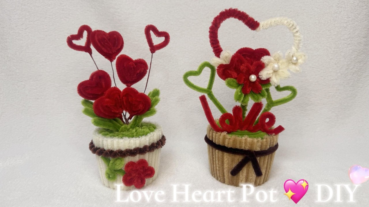 How to Make a Love Heart Pot with Pipe Cleaners 💖 Step-by-Step Tutorial