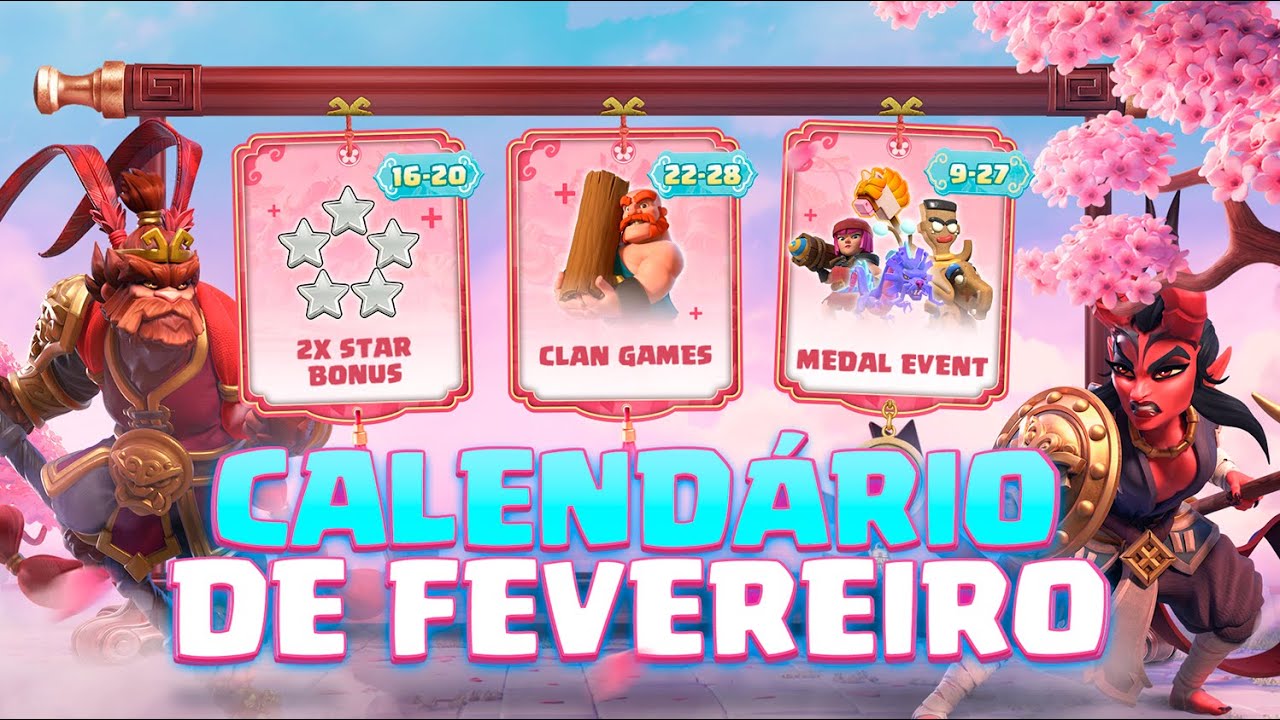 OFICIAL! Calendário Fevereiro Clash of Clans – Evento Ano Novo Lunar, Skins e Paisagem REVELADOS
