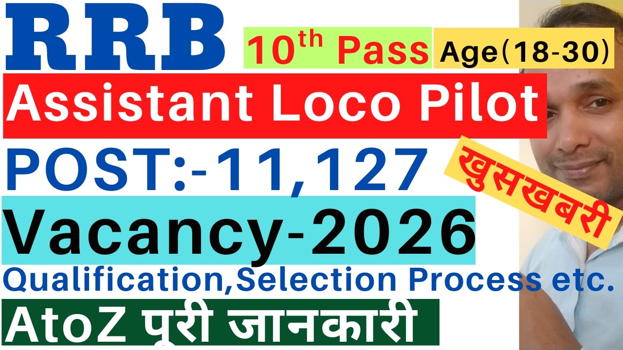 RRB ALP Vacancy 2026| RRB Assistant Loco Pilot Vacancy 2026|Railway Vacancy 2026|Railway ALP Vacancy