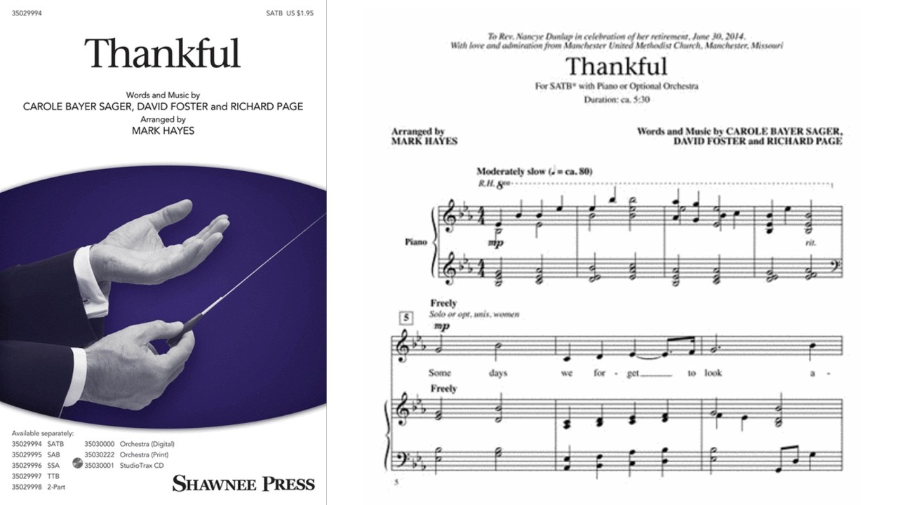 Thankful by Josh Groban | SATB Choir | Arr. Mark Hayes