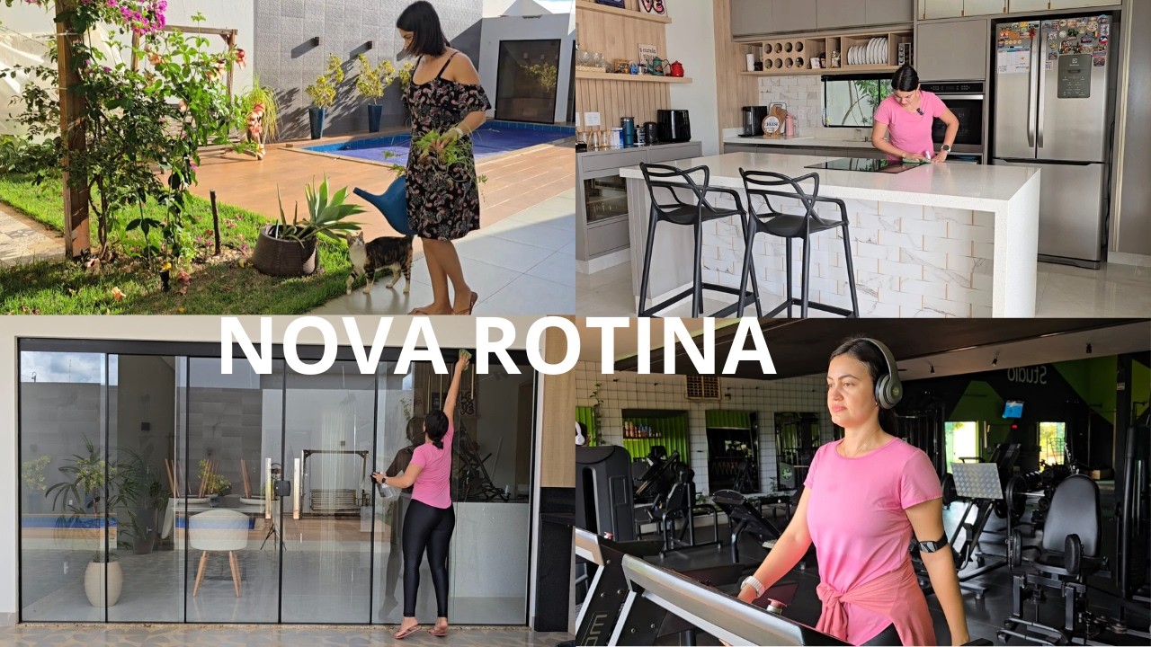 CRIANDO ROTINA SAUDÁVEL, casa e corpo! Fiz faxina , cuidei das plantas, do pets e fui pra academia.