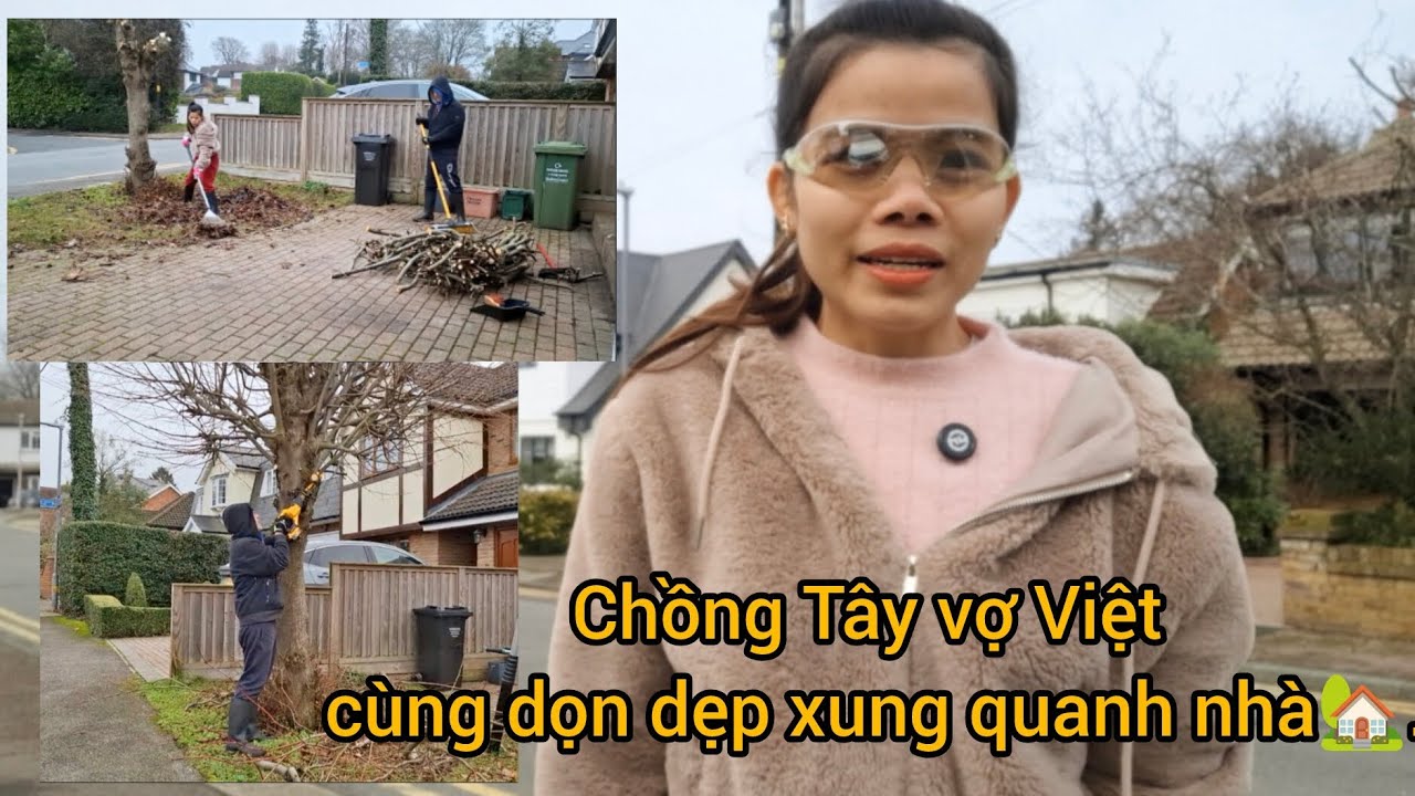 Chồng Tây vợ Việt cùng dọn dẹp xung quanh nhà🏡. #bimilcuocsonguk #vlog #daily
