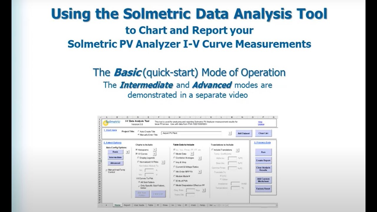 Solmetric PVAnalyzer Data Analysis Tool--Intro