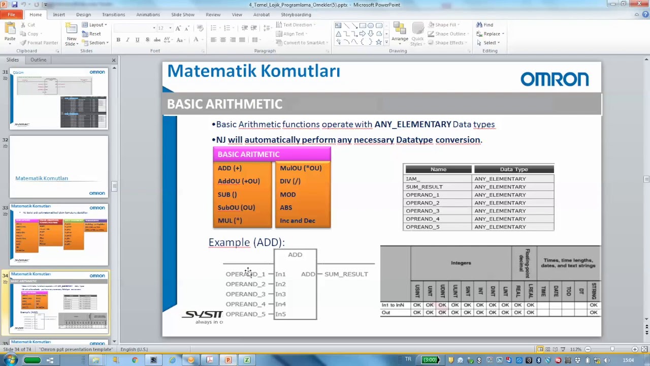 Ders:22 | OMRON Sysmac Studio Matematiksel Komutlar Ve Özellikleri