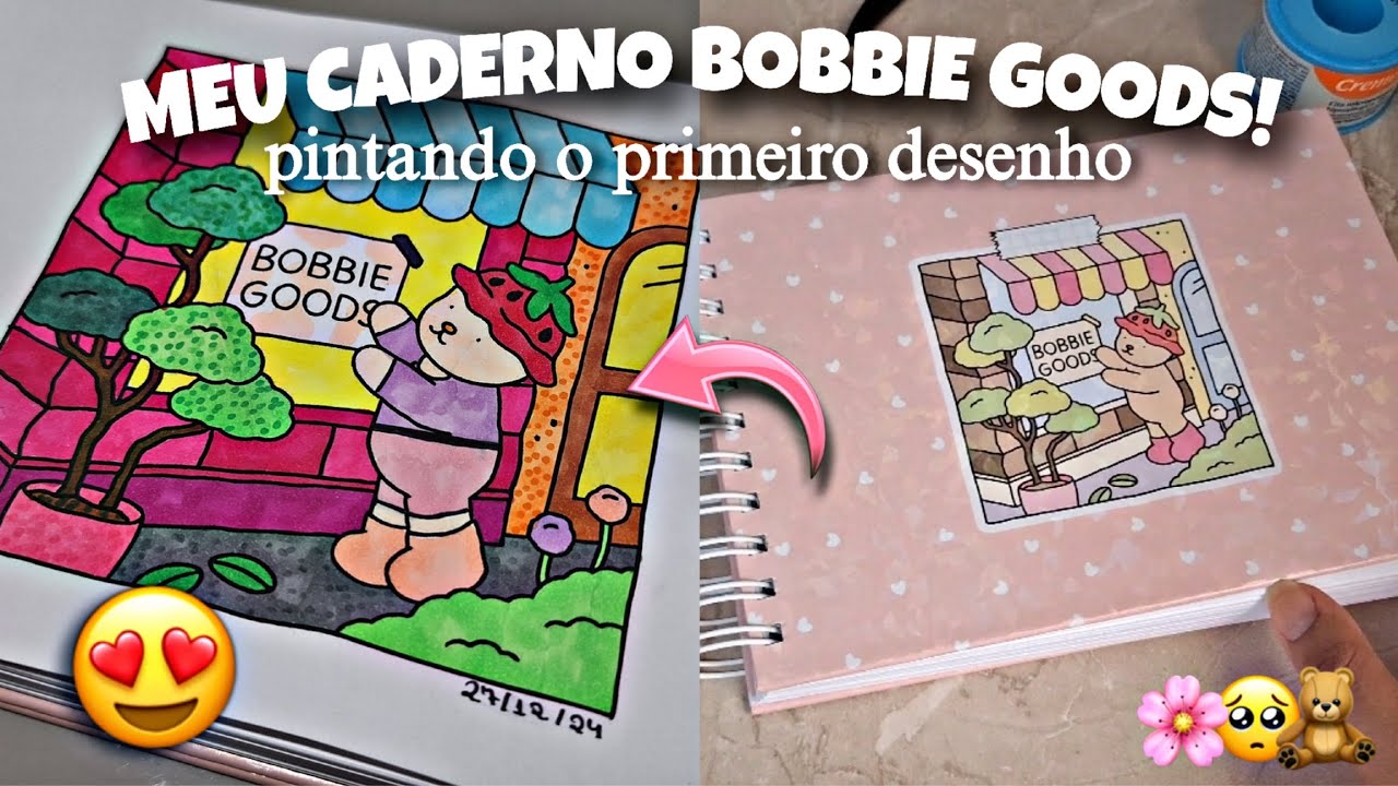 MEU CADERNO BOBBIE GOODS CHEGOU! + PINTANDO O PRIMEIRO DESENHO! 🎨💜