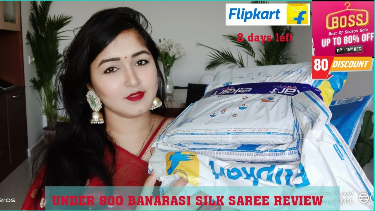 Flipkart Banarasi Silk Saree Under 800 Review, Best Flipkart Banarasi Silk Saree Haul #flipkartsaree