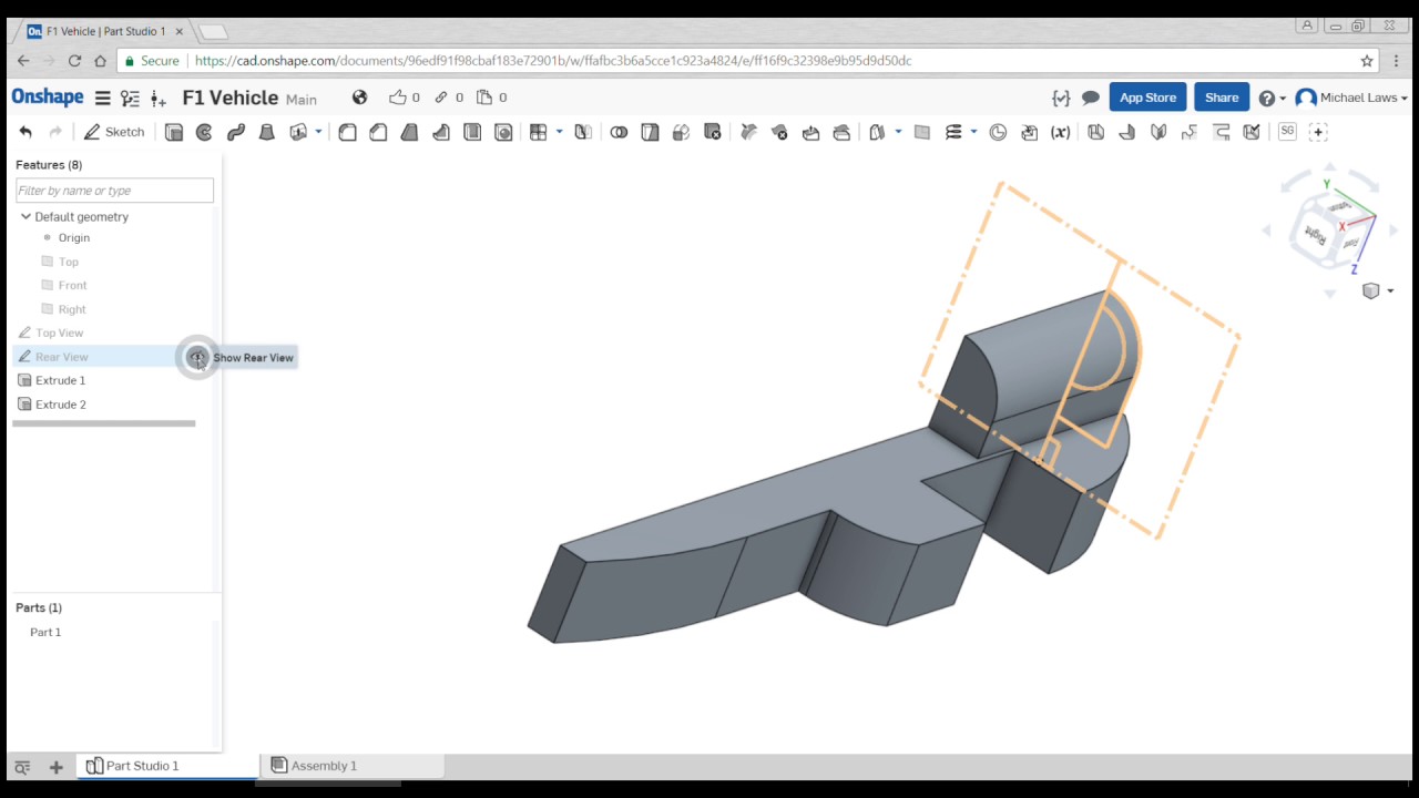 F1 Vehicle in OnShape - Part 1: Single piece body and wings