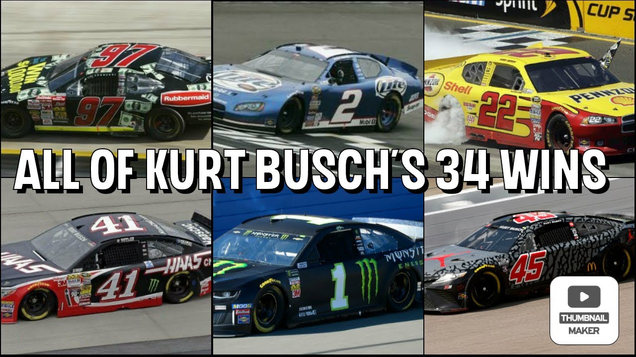 All of Kurt Busch's 34 Wins
