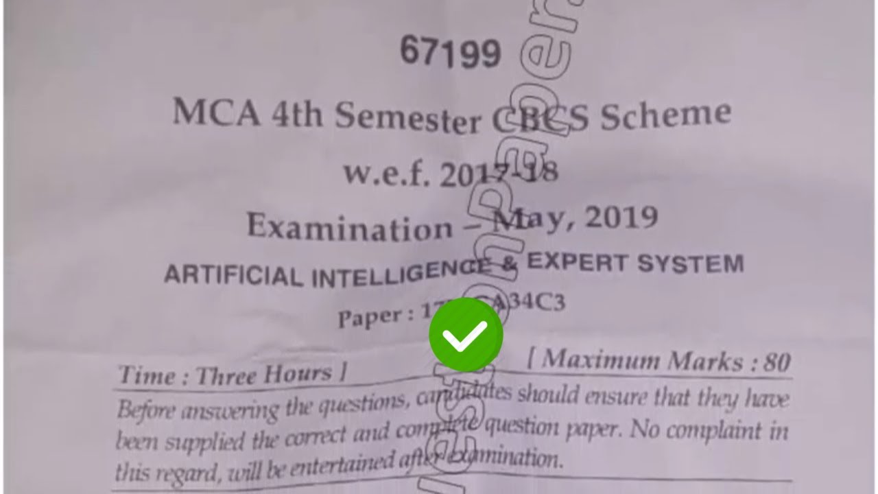 [2019] Mdu MCA 4th Sem Artificial Intelligence Question Paper | Techbr Hindi