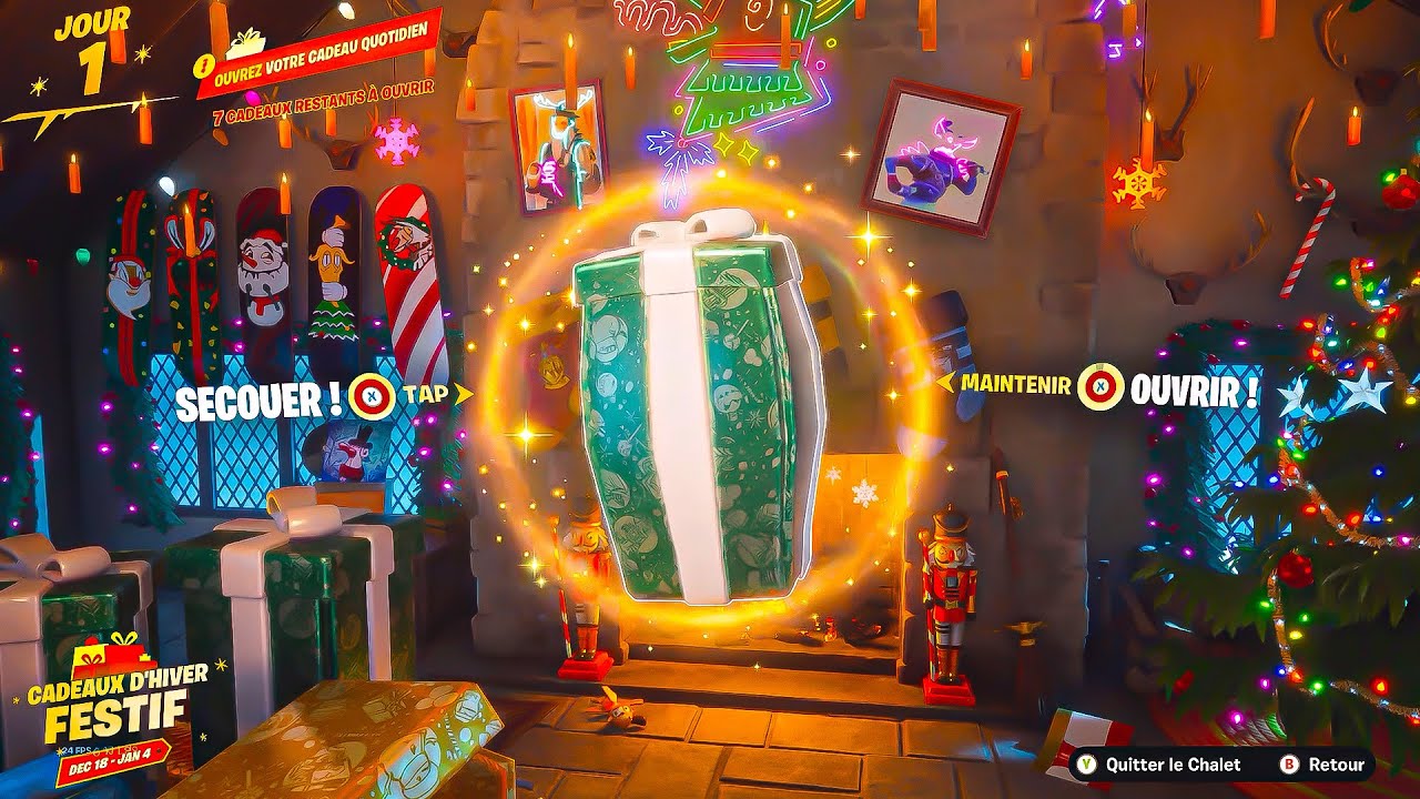 J'ouvre les 14 CADEAUX de la MISE &Agrave; JOUR NO&Euml;L sur Fortnite !! 🎁 (Skins Gratuits)