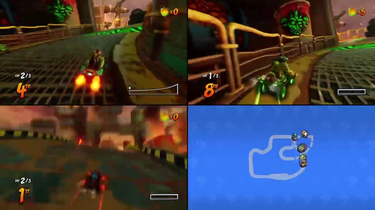 CRASH TEAM RACING w 4 graczy gameplay PS4 PRO Raptor10111