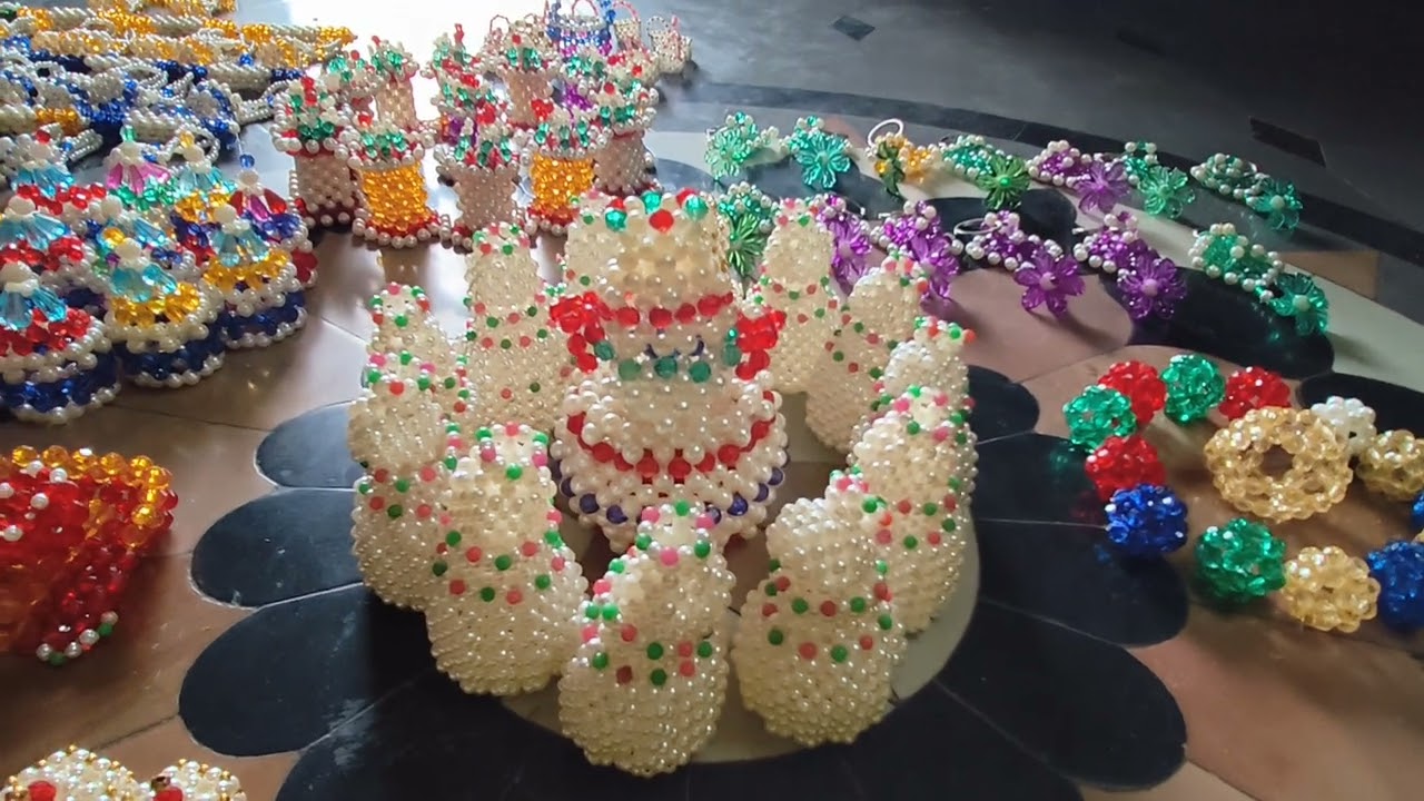 #Handmade traditional items #పూసలతో తయారు చేసిన వస్తువులు #made with beads and pearls