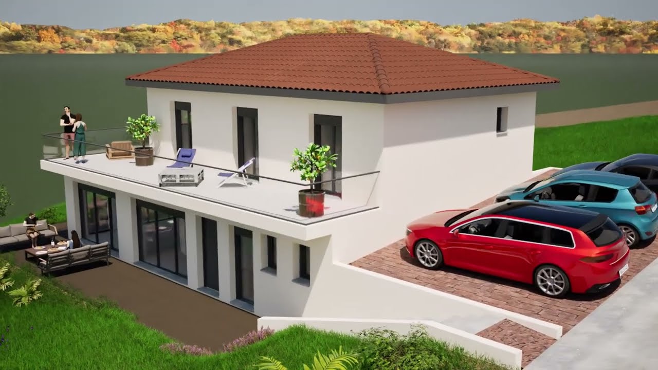 Maison sur terrain en pente