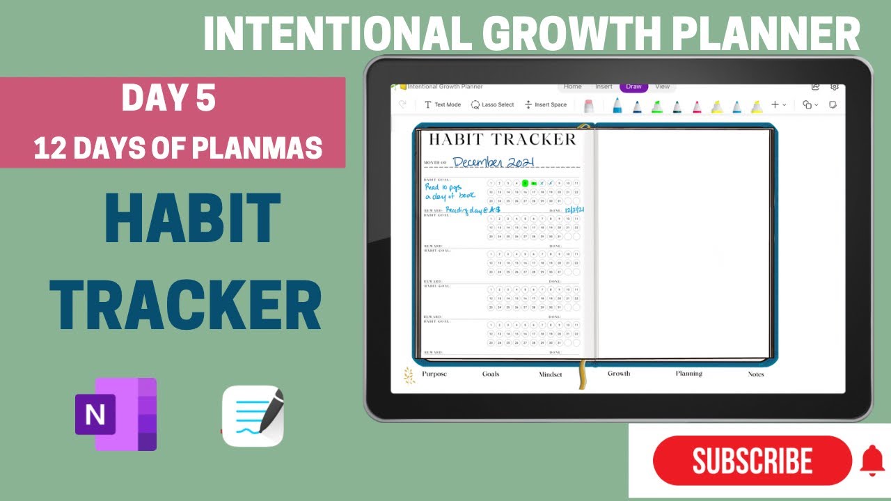 Habit Tracker Template | OneNote or GoodNotes Digital Planner/Bullet Journal: Day 5 of Planmas