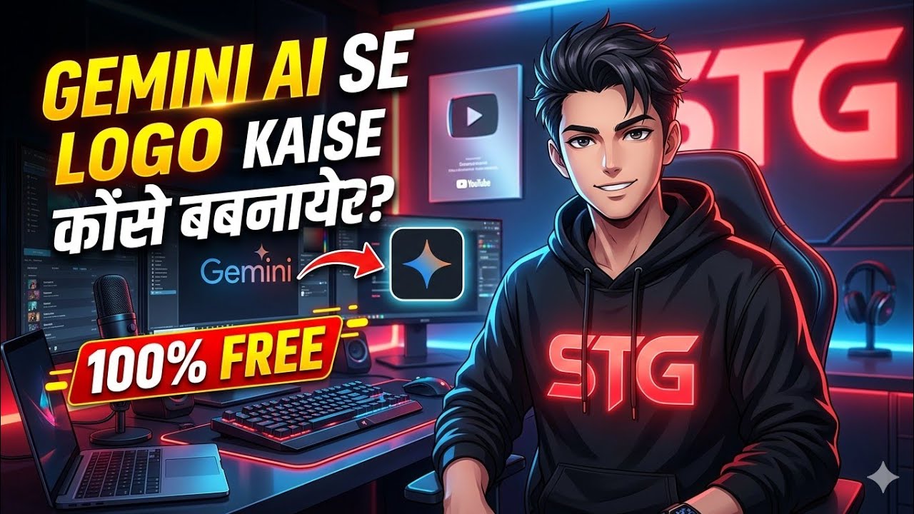 🔥 Gemini AI se Professional STG Logo kaise banaye? | Smart Tech Guide Logo Design Tutorial 🤖