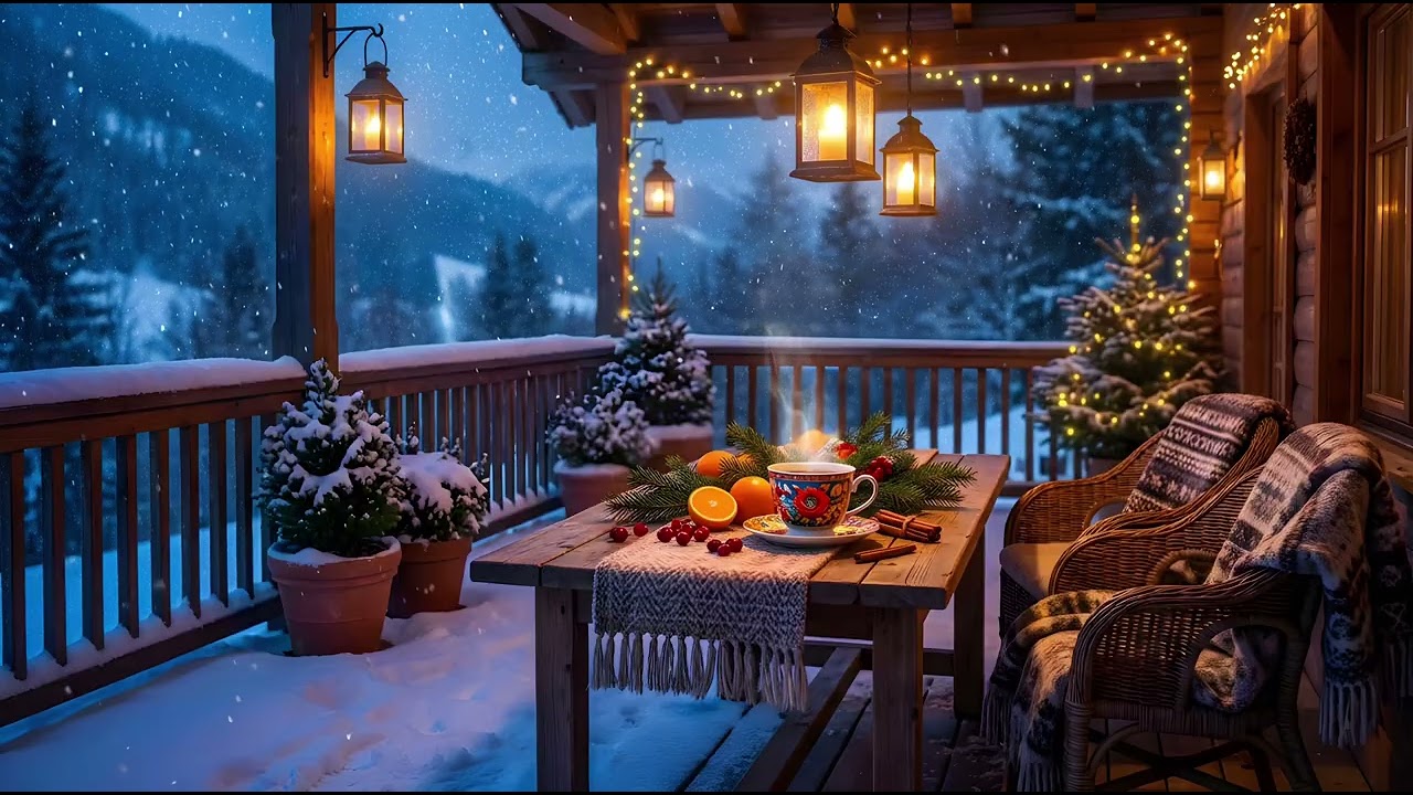 Soft Winter Ambience on a Cozy Veranda ❄️ Calm Background Music for Relax, Focus & Peace