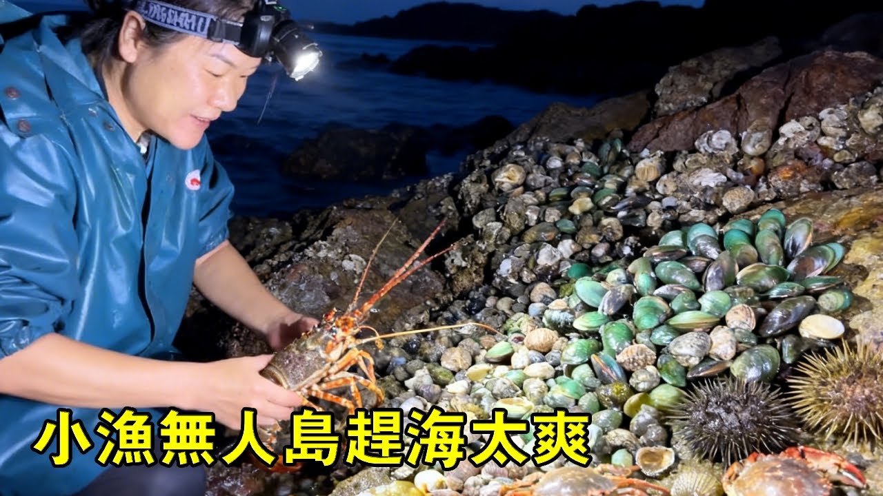 小漁無人島趕海太爽！滿地野海帶瘋長，海螺蝦蟹隨便撿到爆桶【漁小仙】