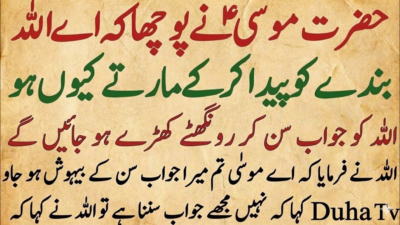 Hazrat Musa (A.S) Ka Dilchasp Waqia - Allah Ne Insan Kyun Paida Kiye? | Islamic Story in Urdu | Duha