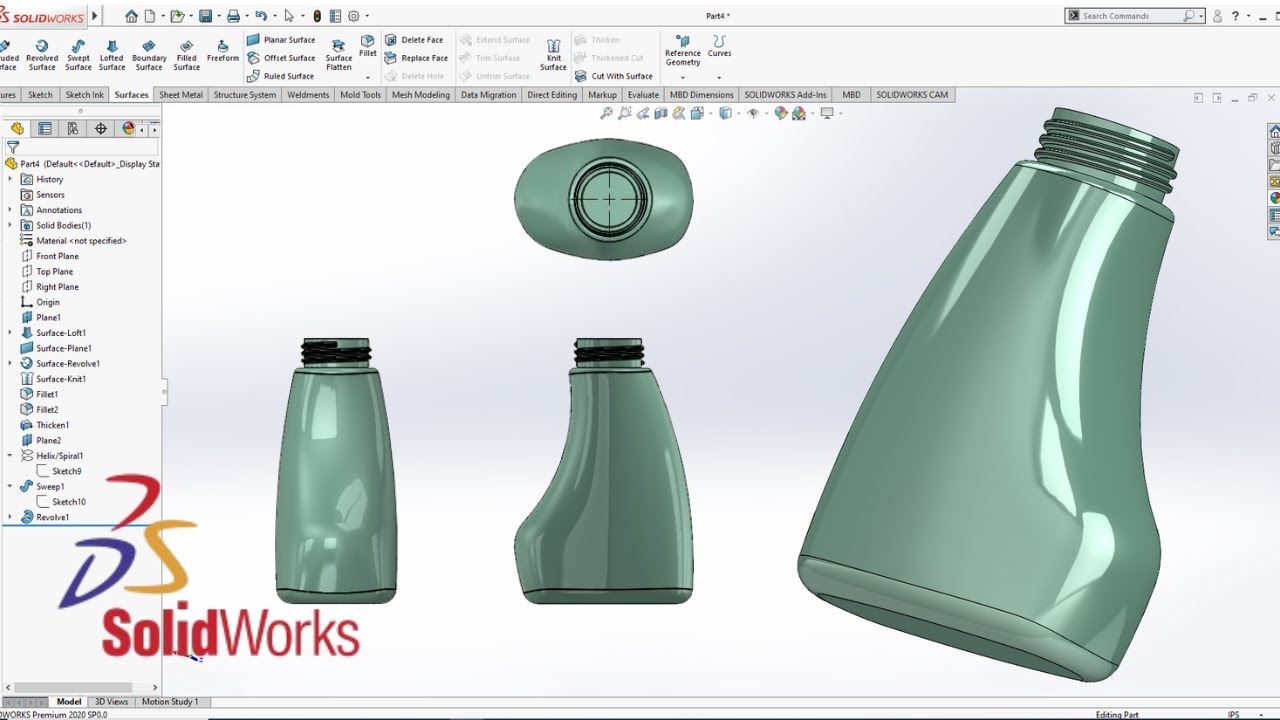 Solidworks Advanced Technique: Bottle