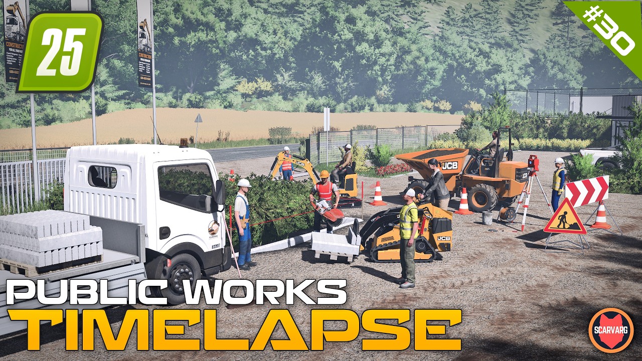 🚧 Digging Trenches & Laying Down Curbs On The Car Park  ⭐ FS25 Raven Valley Roleplay Public Works