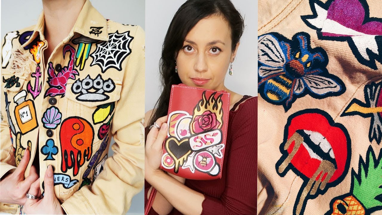 Hand-painted Jacket Patches - How to Customise Fabric with my Painted Patch & Sticker Method