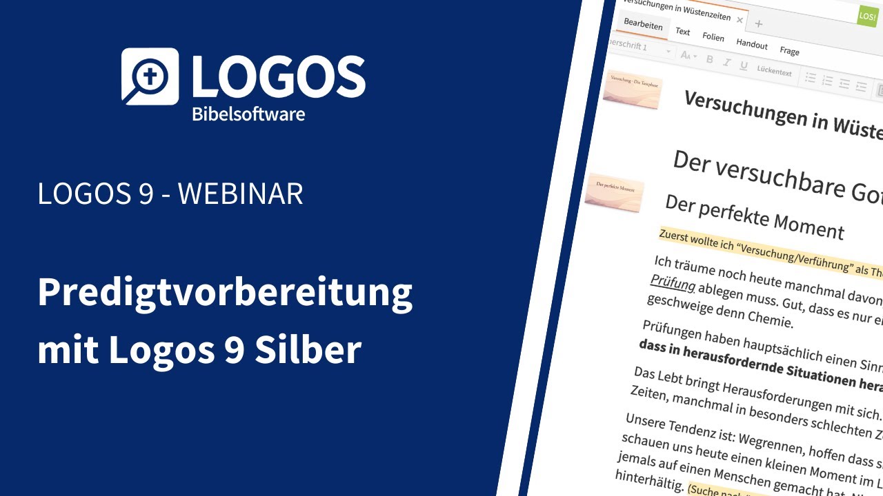 Eine Predigtvorbereitung mit Logos 9 Silber: 