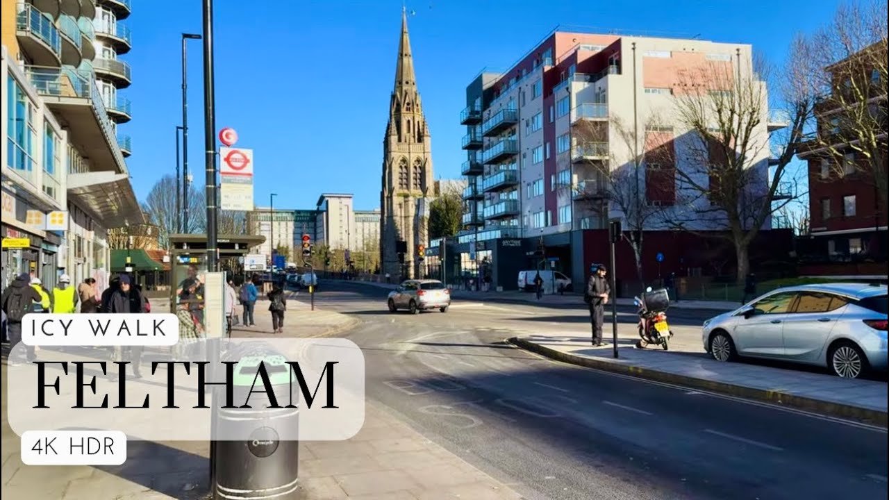 Stroll through Feltham High Street: Charming Walk from The Centre to Feltham Assembly Hall! 🏰🍰