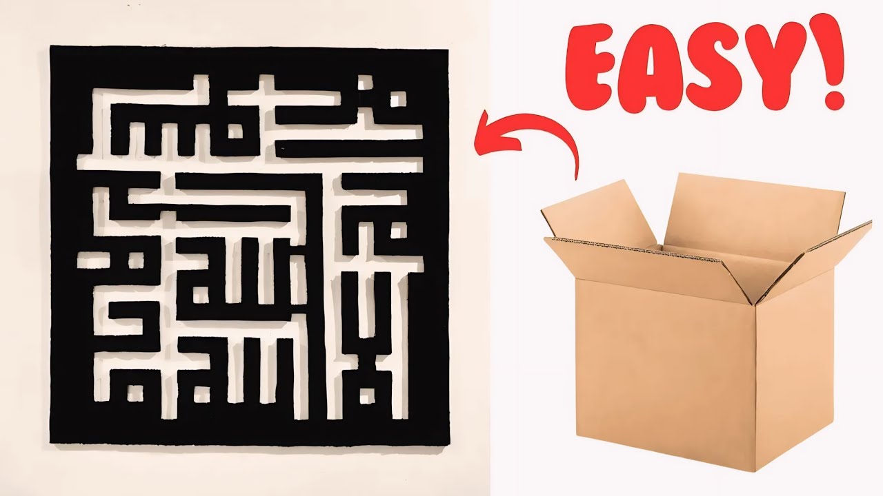 How to write Kalma Tayyaba in Square Kufic Calligraphy on Cardboard | Islamic wall decoration ideas