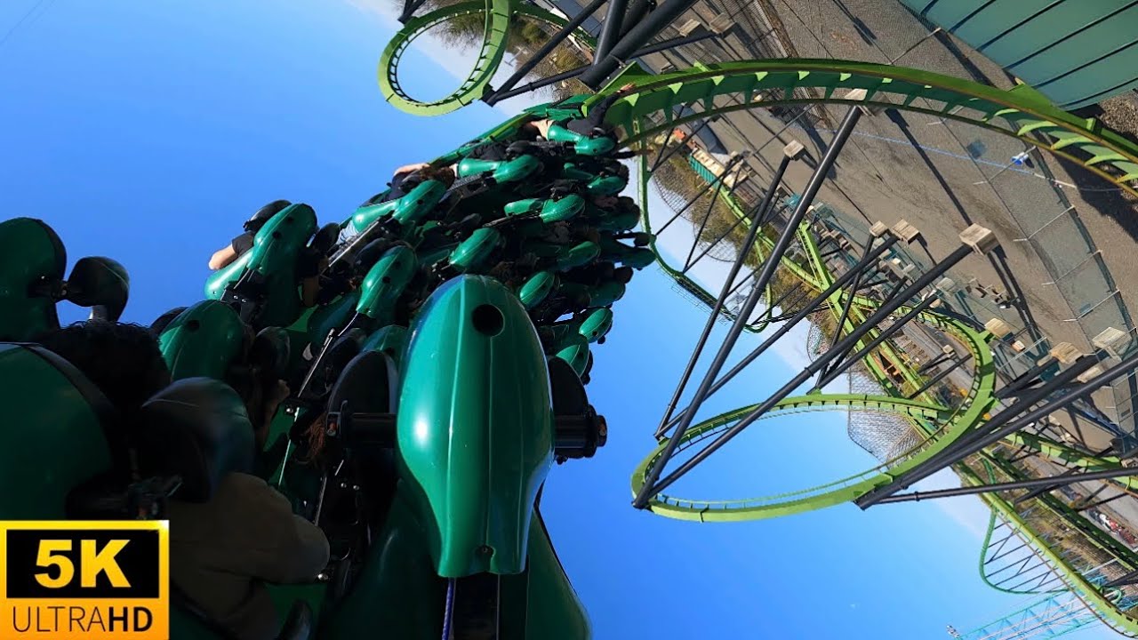Green Lantern POV 5K Back Row B&M Stand Up Coaster Six Flags Great Adventure Jackson, NJ
