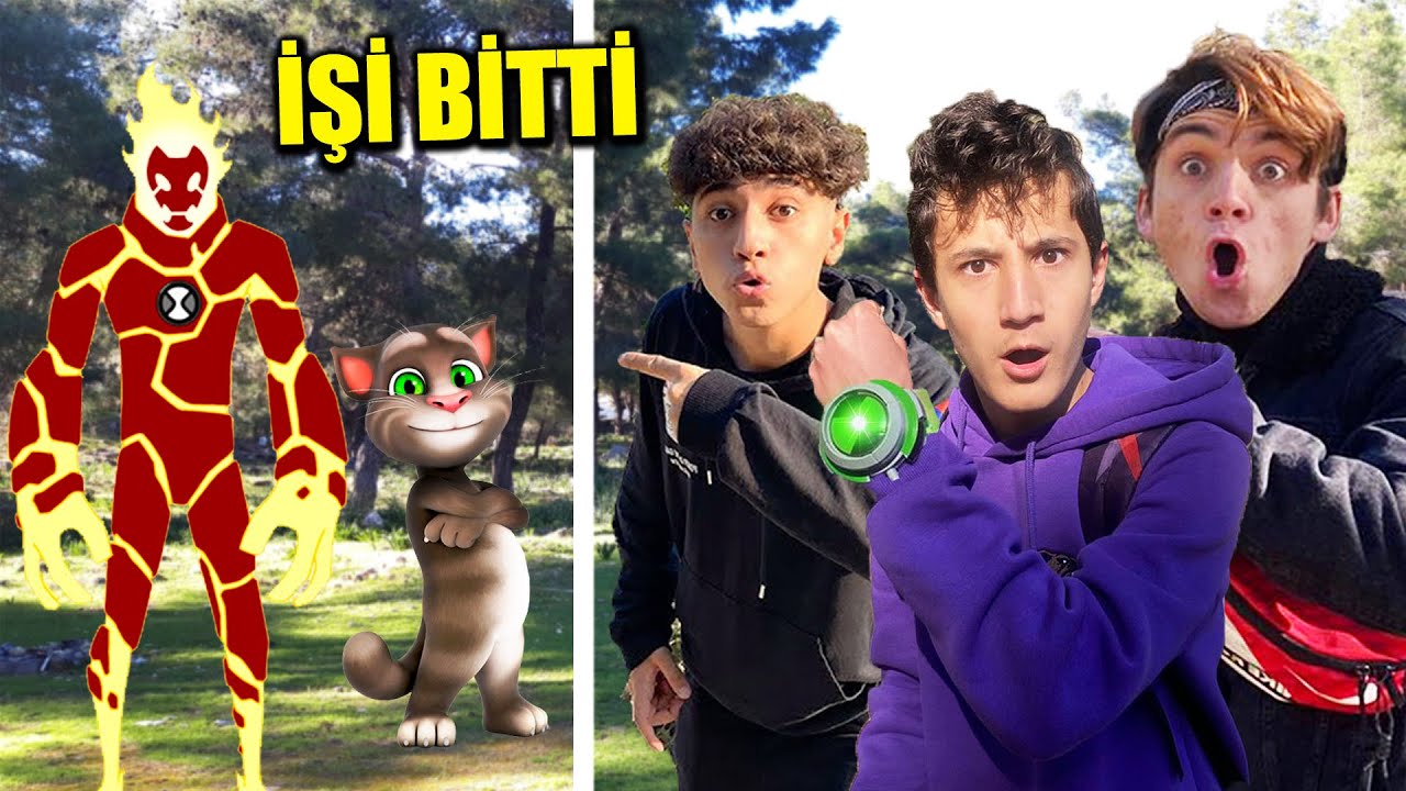 BEN 10 OMNITRIX SAAT İLE MY TALKİNG TOM 'UN İŞİNİ BİTİRDİK !! w/ Onur Umur Burak Memiş