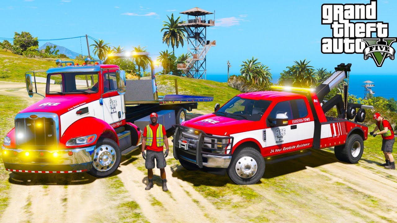 GTA 5 Mods Cayo Perico Tow Trucks Responding To A Multiple Vehicle Car Accident