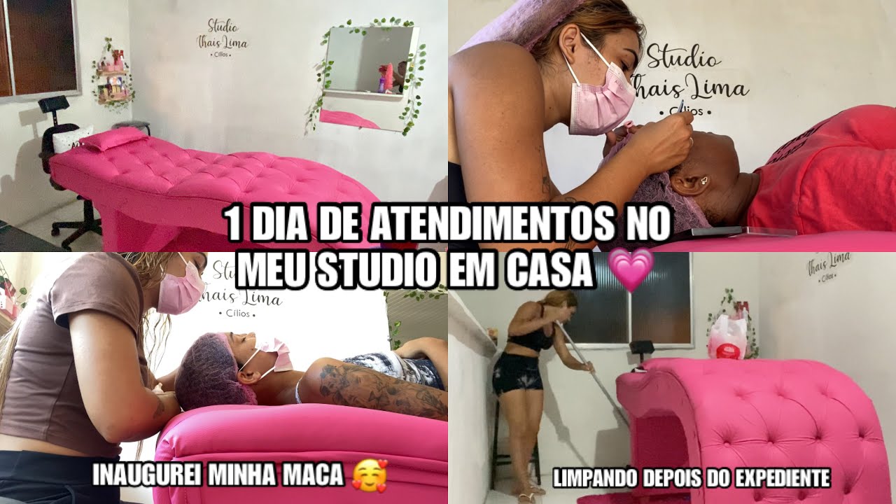 1 DIA DE ATENDIMENTOS NO MEU STUDIO EM CASA💗INAUGUREI MINHA MACA NOVA|LIMPANDO DEPOIS DO EXPEDIENTE