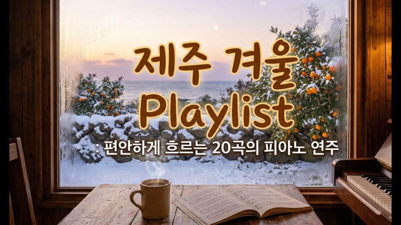[AI Playlist] 제주 겨울 카페 플레이리스트-편안하게 흐르는 20곡의 피아노 연주 #제주도 #겨울 #카페음악 #피아노 #연주곡 #플레이리스트 #Piano #Playlist