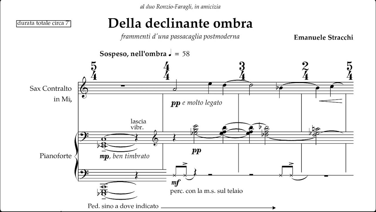 Emanuele Stracchi, Della declinante ombra, for alto sax & piano (2025) Duo Ronzio-Faragli 