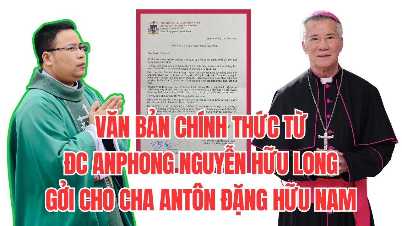 Văn Bản Chính Thức ĐC Anphong Nguyễn Hữu Long Cho Phép Cha Nam Được Cử Hành Thánh Lễ Riêng Tư