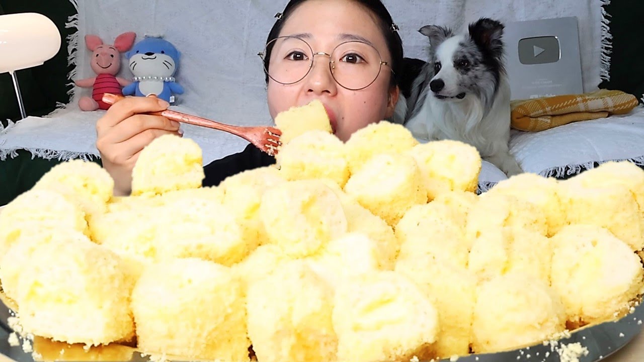 화이트롤 커스터드크림 카스테라 크림빵 디저트 먹방 Dessert Mukbang