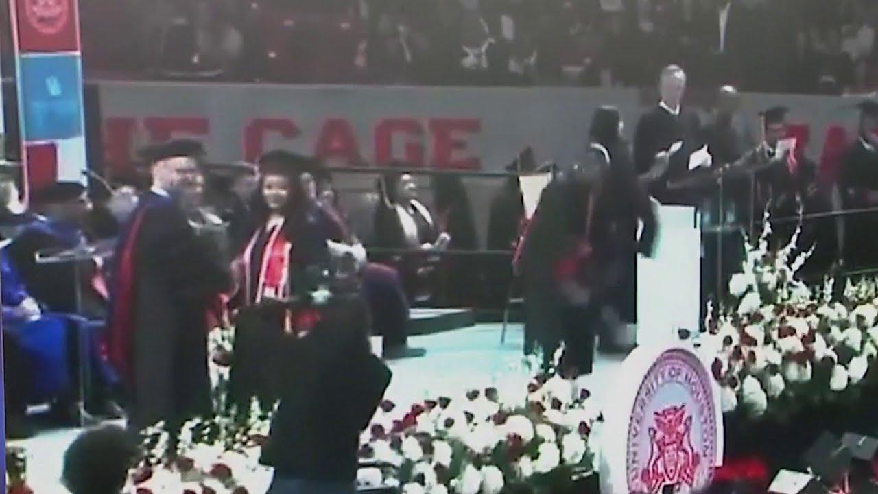 University of Houston graduate’s backflip mishap wins the internet
