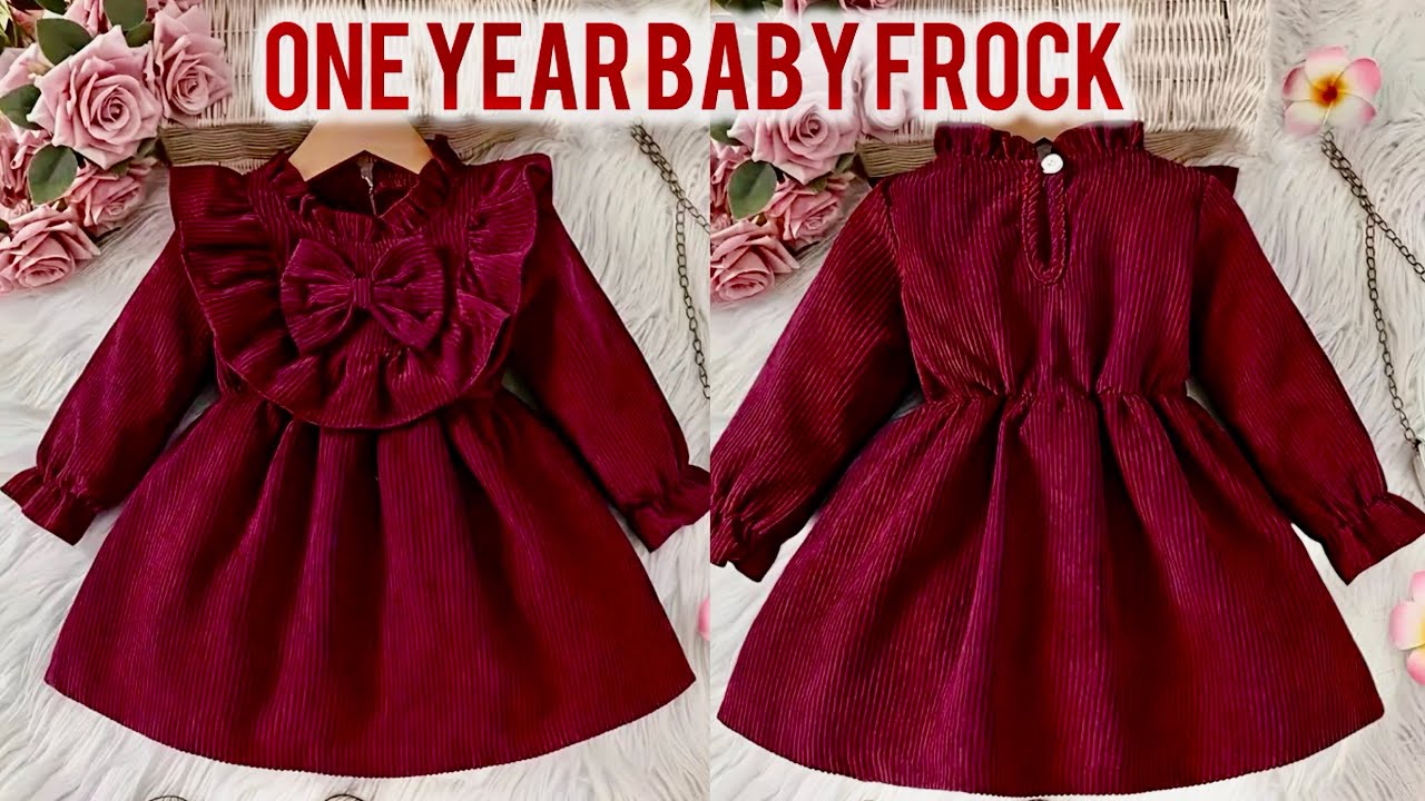 1 Year Baby Dress Cutting and Stitching | Beautiful baby frock tutorial for beginners 