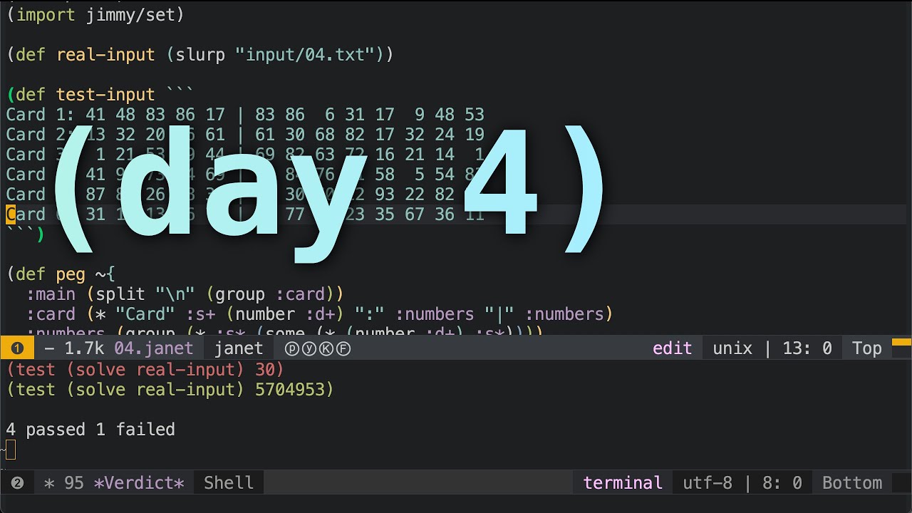 Advent of Code 2023 in Janet - Day 4