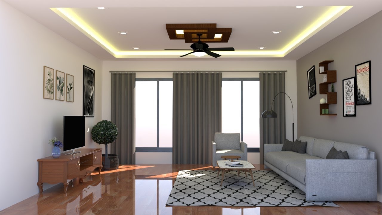Living Room Design Tutorial Using Google Sketchup || Vray Render