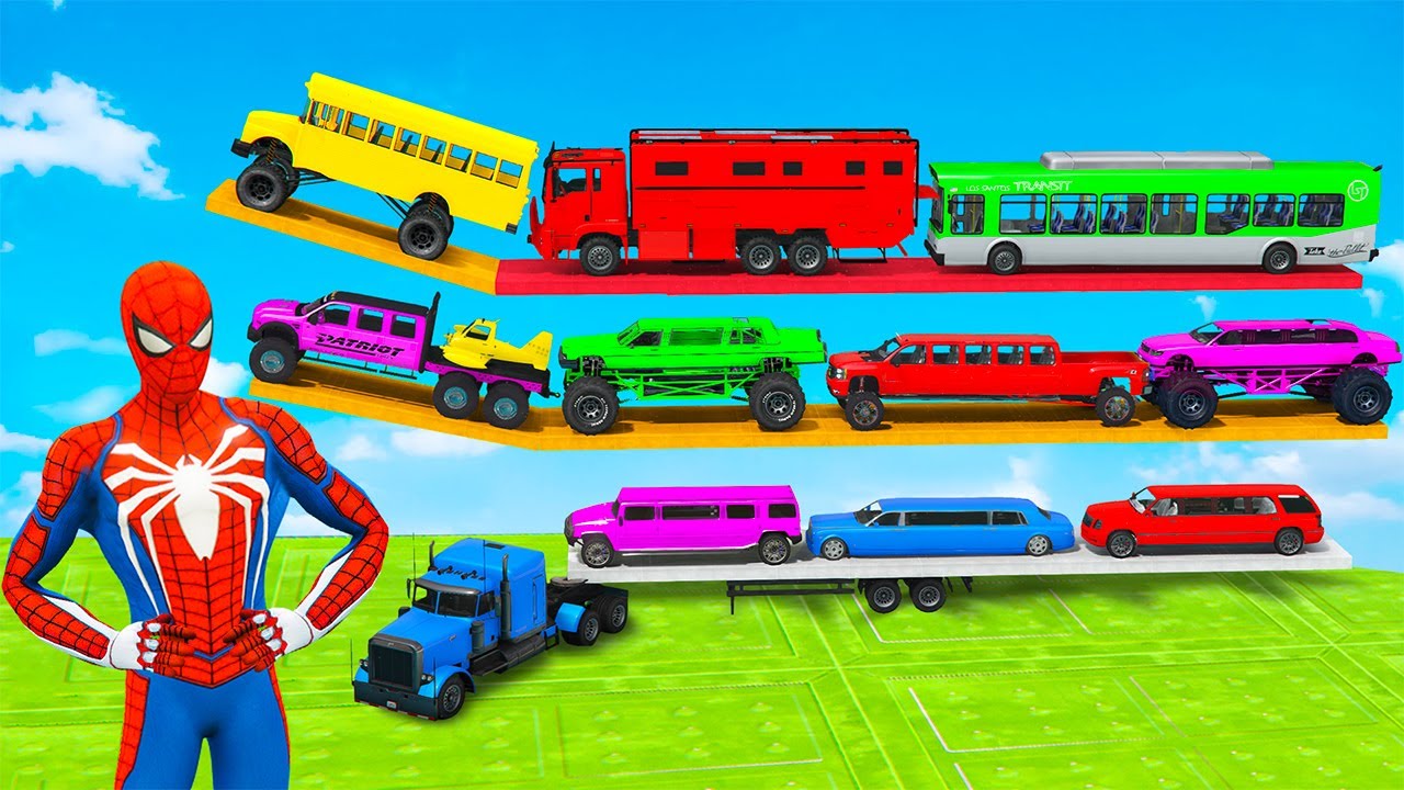 GTA5 Online We In a Mission to Transport Awesome Vehicles With Spiderman Team - Yellow Car #11