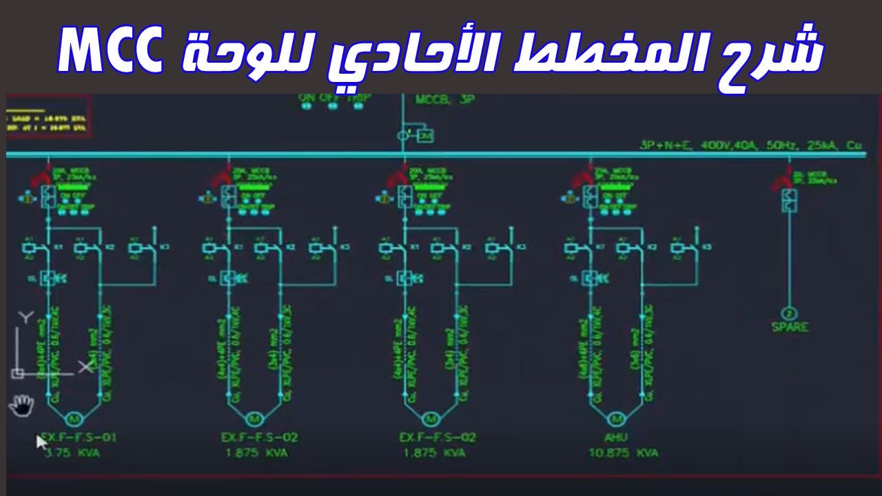 SLD For MCC شرح المخطط الأحادي للوحة التحكم في المواتير