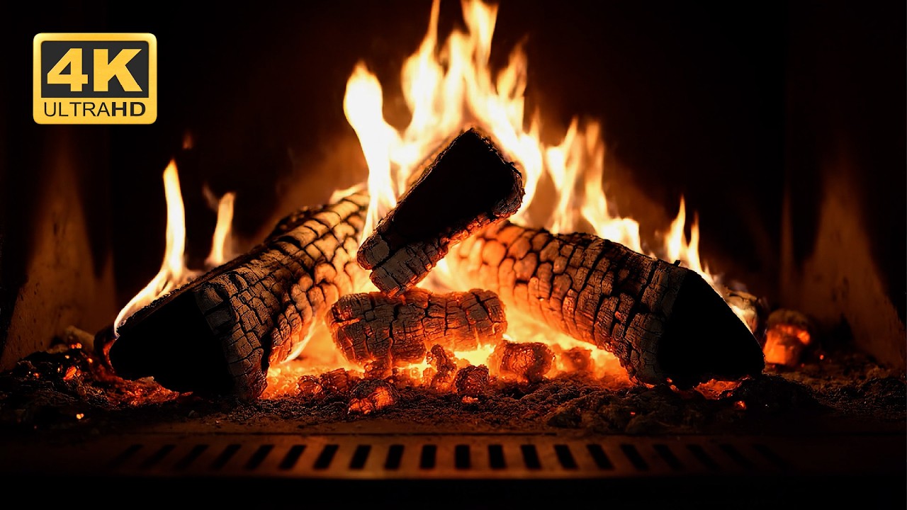 Warm Fireplace Ambience 4K UHD 🔥 Cozy Fireplace Sounds for Calm Night