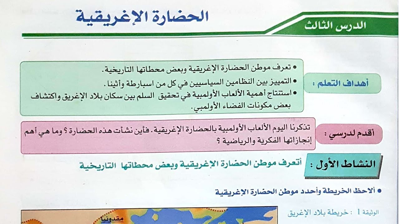 ملخص درس : الحضارة الإغريقية -  للمستوى الاولى اعدادي