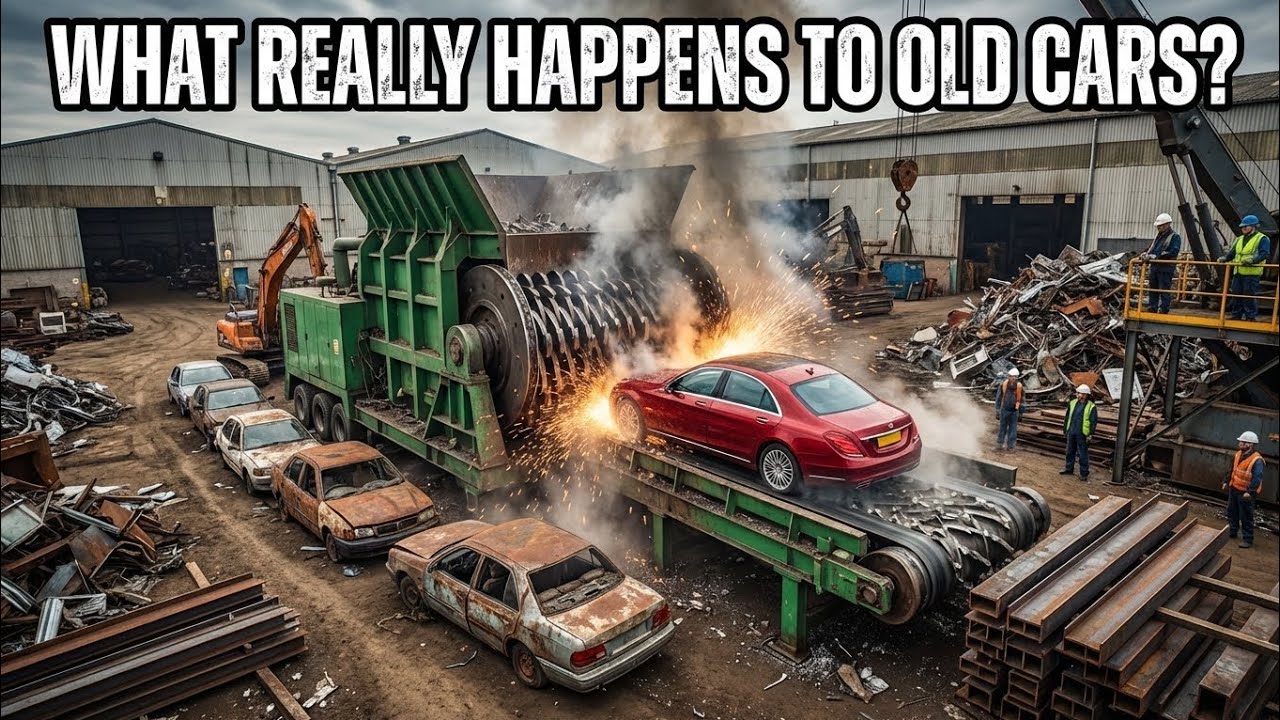 Inside the Factory That Destroys Cars in Minutes | Car Shredding Process,, #CarFactory #OldCars 