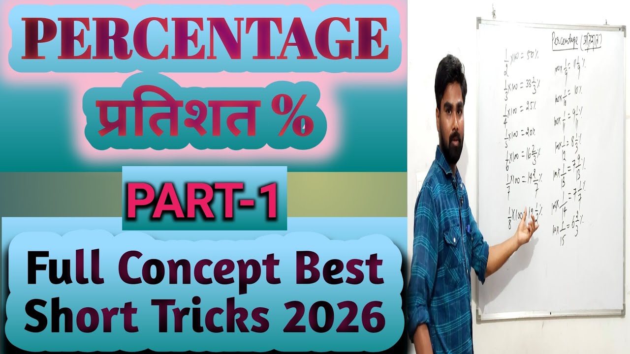 PERCENTAGE (प्रतिशत ) PART-1 FULL CONCEPT BEST TRICKS 2026, Percentage Best Tricks